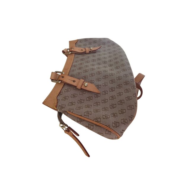 Dooney & Bourke Medium Slim Pouch Leather Trim Canvas Handbag Logo Print - Picture 3 of 9